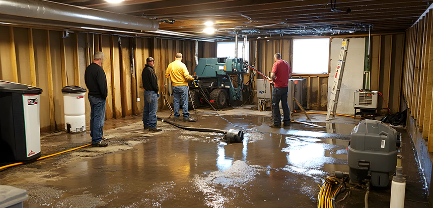 Cleaning Sewage From Basement Floor in Palmer Lake
